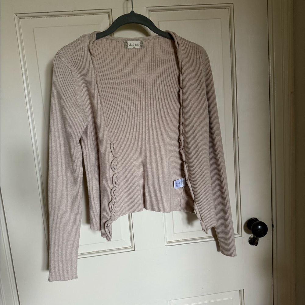 Altar'd State Judith Ruffle Cardigan in Stone